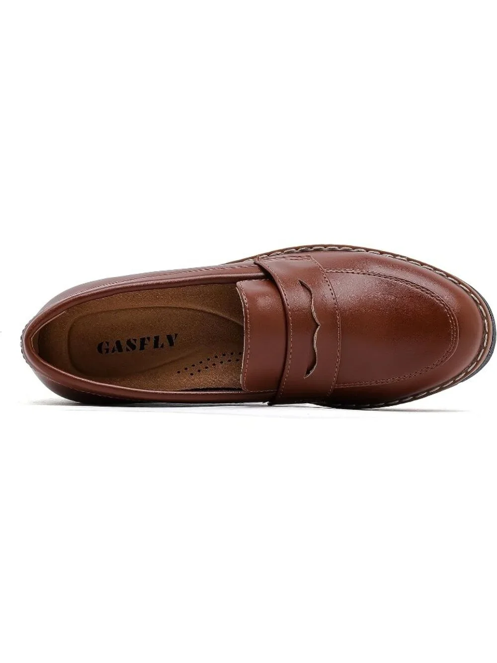 🆕Women's Classic Brown Round Toe Platform Chunky Heeled Loafers Business Shoes